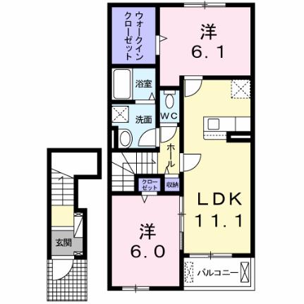 ヴィラ・ボナール 203｜岡山県倉敷市連島町鶴新田(賃貸アパート2LDK・2階・58.60㎡)の写真 その2