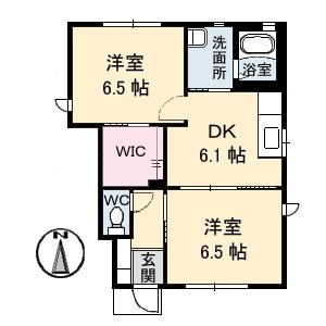 フォンティーヌ　Ｃ棟 ｜岡山県倉敷市大島(賃貸アパート2DK・1階・46.68㎡)の写真 その2