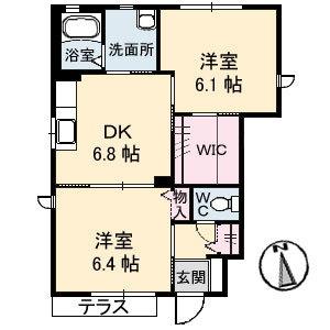 エクセレンテ大高V ｜岡山県倉敷市四十瀬(賃貸アパート2DK・1階・46.68㎡)の写真 その2