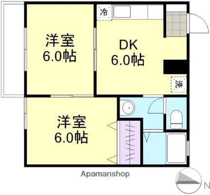 ラフィーネＴＭ　Ｃ ｜岡山県倉敷市玉島(賃貸アパート2DK・2階・40.57㎡)の写真 その2