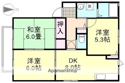 岡山県倉敷市四十瀬(賃貸アパート3DK・1階・57.81㎡)の写真 その2