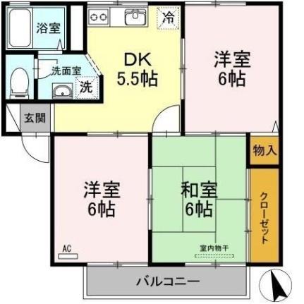 岡山県総社市井尻野(賃貸アパート3DK・2階・50.30㎡)の写真 その2