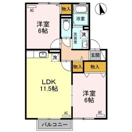 エフロレンス山陽　Ｄ棟 ｜岡山県倉敷市玉島乙島(賃貸アパート2LDK・2階・53.48㎡)の写真 その2