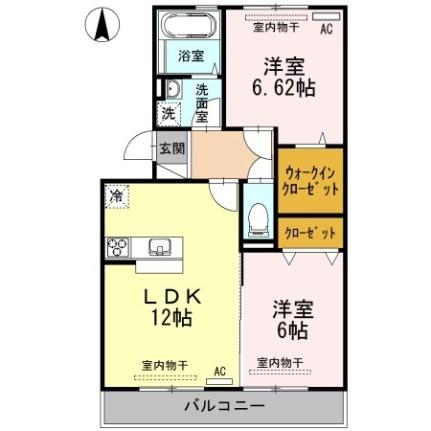 メルベーユ　Ａ棟  ｜ 岡山県倉敷市玉島乙島（賃貸アパート2LDK・3階・58.37㎡） その2