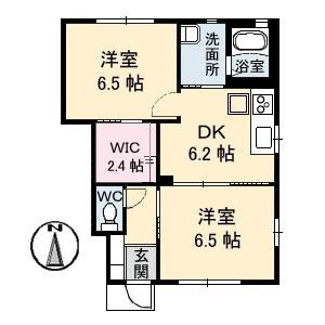 岡山県倉敷市上富井(賃貸アパート2DK・1階・46.68㎡)の写真 その2