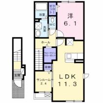 スペランツァII 206 ｜ 岡山県倉敷市連島町鶴新田（賃貸アパート1LDK・2階・50.96㎡） その2