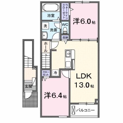 リールポルテＣ 202｜岡山県井原市七日市町(賃貸アパート2LDK・2階・59.58㎡)の写真 その2