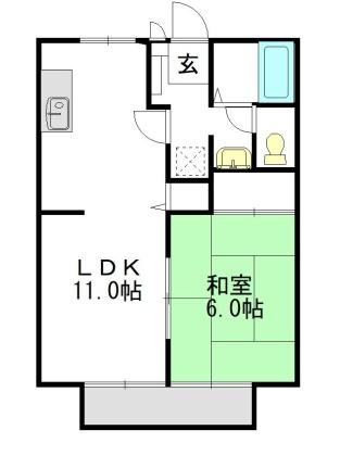 メルベイユ24 B201｜岡山県倉敷市中島(賃貸アパート1LDK・1階・40.92㎡)の写真 その2