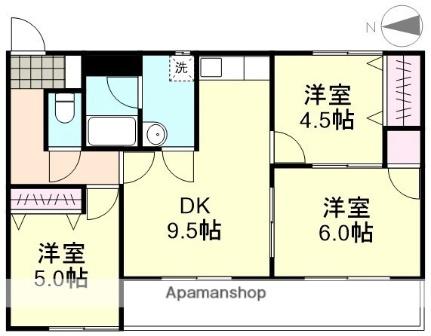 デューク白楽町　Ｉ ｜岡山県倉敷市白楽町(賃貸マンション3DK・2階・57.93㎡)の写真 その2