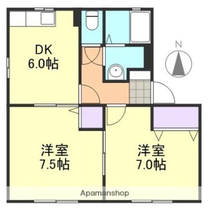 メゾンレオＣ ｜岡山県倉敷市児島稗田町(賃貸アパート2DK・2階・46.37㎡)の写真 その2