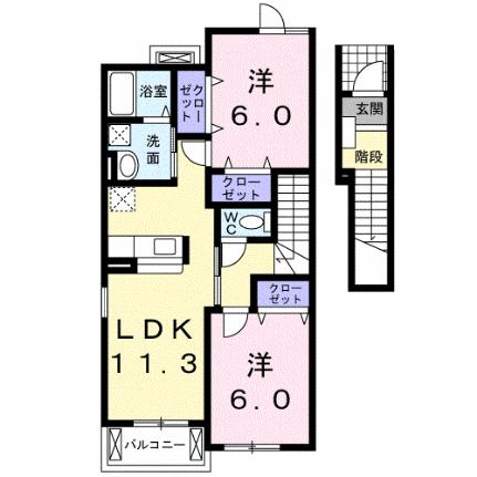 リヴィエール 205｜岡山県倉敷市連島町鶴新田(賃貸アパート2LDK・2階・58.48㎡)の写真 その2