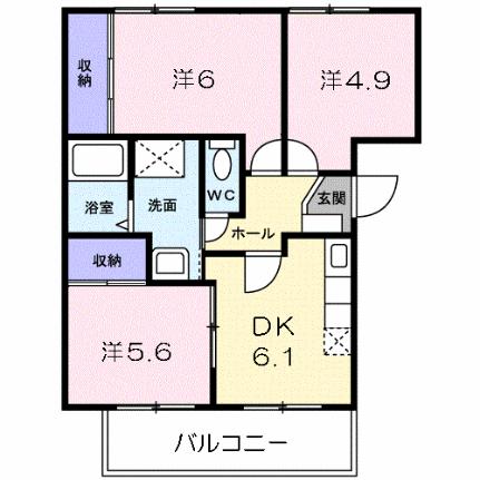 ルミナール・カオルＡ 201｜岡山県岡山市南区箕島(賃貸マンション3DK・2階・55.83㎡)の写真 その2