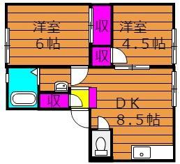 メゾンセンチュリー A203｜岡山県倉敷市酒津(賃貸アパート2DK・2階・42.87㎡)の写真 その2
