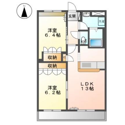 ヴェルドミール豊浜 202｜岡山県岡山市南区豊浜町(賃貸アパート2LDK・2階・57.33㎡)の写真 その2