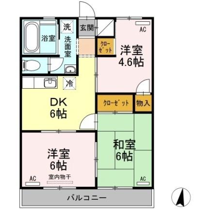 ドメスティックカーサ ｜岡山県倉敷市児島下の町２丁目(賃貸マンション3DK・3階・56.78㎡)の写真 その2