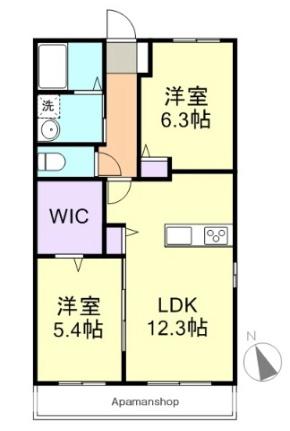 クオーレＭ ｜岡山県倉敷市連島町鶴新田(賃貸アパート2LDK・2階・54.51㎡)の写真 その2