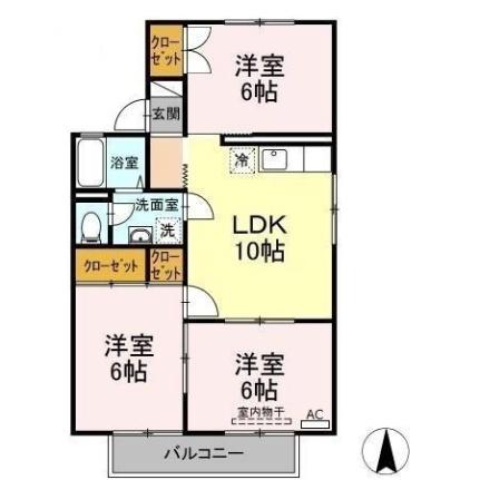 プレジール芳泉 ｜岡山県岡山市南区芳泉４丁目(賃貸アパート3LDK・2階・63.54㎡)の写真 その2