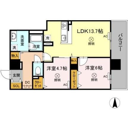 ＴＷＩＮ　ＴＯＷＥＲＳ　ＡＺＵＫＩ ｜岡山県岡山市北区表町３丁目(賃貸マンション2LDK・9階・60.55㎡)の写真 その2