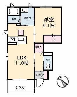 シャーメゾン富岡　Ａ棟 ｜岡山県笠岡市富岡(賃貸アパート1LDK・1階・43.05㎡)の写真 その2