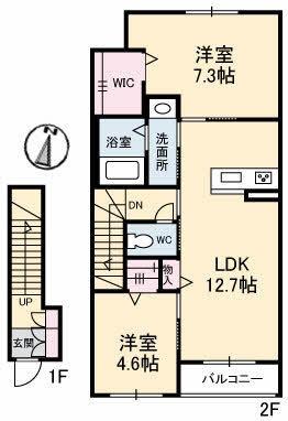 エトワールメゾン ｜岡山県倉敷市児島赤崎１丁目(賃貸アパート2LDK・2階・62.55㎡)の写真 その2