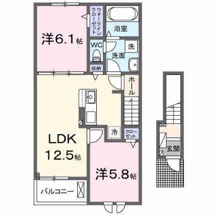 クレメント 202｜岡山県総社市地頭片山(賃貸アパート2LDK・2階・56.48㎡)の写真 その2