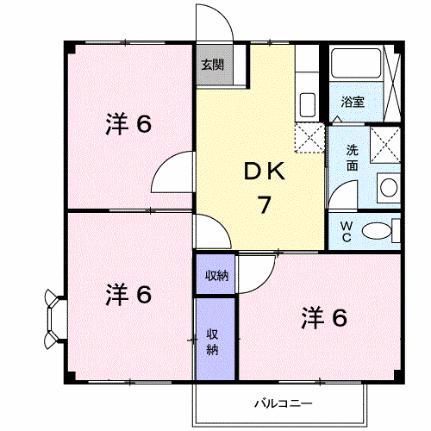 ニューシティ壱番館 204｜広島県福山市三吉町５丁目(賃貸アパート3DK・2階・52.99㎡)の写真 その2