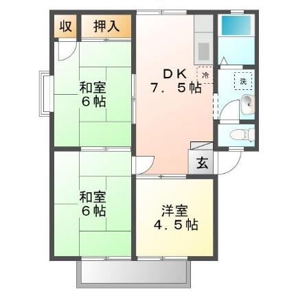 ファミール泉 D201｜広島県福山市山手町６丁目(賃貸アパート3DK・2階・51.83㎡)の写真 その2