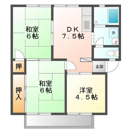 ファミール泉 B201｜広島県福山市山手町６丁目(賃貸アパート3DK・2階・51.83㎡)の写真 その2