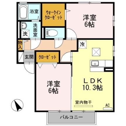 サンモール川口　Ｄ棟 102｜広島県福山市川口町１丁目(賃貸アパート2LDK・1階・55.44㎡)の写真 その2