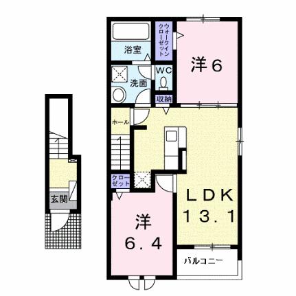 セルフィーユ　II 202｜岡山県笠岡市絵師(賃貸アパート2LDK・2階・59.58㎡)の写真 その2