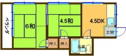 メゾンひばり 203号室｜広島県広島市東区上温品２丁目(賃貸アパート2K・2階・30.22㎡)の写真 その2