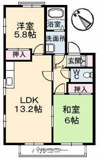 ディアス戸坂新町　Ａ棟 202｜広島県広島市東区戸坂新町２丁目(賃貸アパート2LDK・2階・58.69㎡)の写真 その2