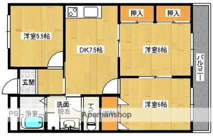 サン・オーレ葦陽 304｜広島県福山市木之庄町２丁目(賃貸マンション3DK・3階・57.33㎡)の写真 その2