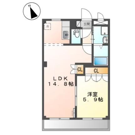 ル・ボヌール 203｜広島県福山市新涯町２丁目(賃貸マンション1LDK・2階・45.63㎡)の写真 その2