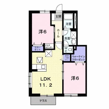 フォンテーヌＡ 104｜広島県福山市山手町７丁目(賃貸アパート2LDK・1階・56.80㎡)の写真 その2