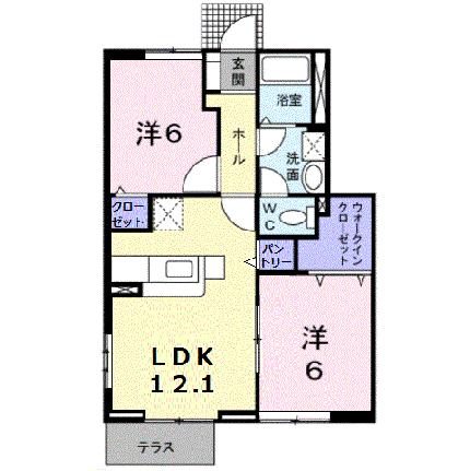 フォンテーヌＣ 104｜広島県福山市山手町７丁目(賃貸アパート2LDK・1階・56.80㎡)の写真 その2