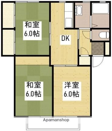 風みどり館Ａ棟 201｜広島県福山市南蔵王町５丁目(賃貸アパート3DK・2階・54.50㎡)の写真 その2