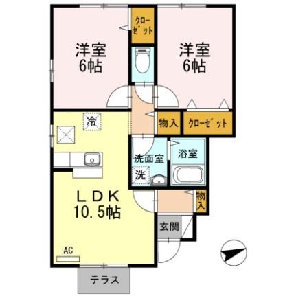 ローズコートヤマサ　Ｂ棟 B101｜広島県福山市曙町５丁目(賃貸アパート2LDK・1階・52.30㎡)の写真 その2