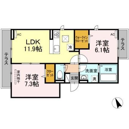 ソレアード東川口 103｜広島県福山市東川口町５丁目(賃貸アパート2LDK・1階・57.78㎡)の写真 その2