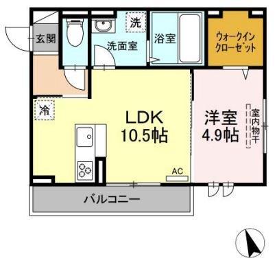 オルテンシア 203｜広島県福山市東手城町３丁目(賃貸アパート1LDK・2階・40.30㎡)の写真 その2