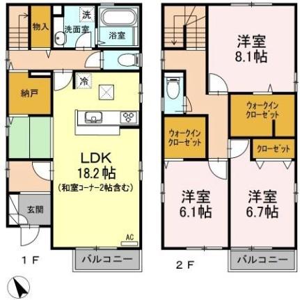 木之庄　戸建　棟 B｜広島県福山市木之庄町６丁目(賃貸一戸建3LDK・1階・109.51㎡)の写真 その2