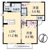 ツインズＫ．Ｋ　II 201 ｜ 広島県竹原市竹原町（賃貸アパート2LDK・2階・54.81㎡） その2