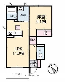 岡山県笠岡市富岡（賃貸アパート1LDK・1階・43.05㎡） その2