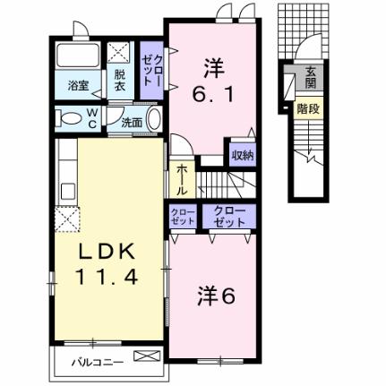 エクセレント　パレスＢ 202｜広島県福山市駅家町大字今岡(賃貸アパート2LDK・2階・56.34㎡)の写真 その2