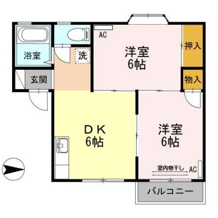 ロータス182　　Ａ棟 A102｜広島県福山市新涯町５丁目(賃貸アパート2DK・1階・39.74㎡)の写真 その2