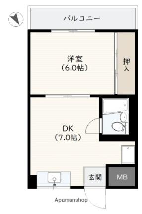 広島県広島市西区中広町３丁目(賃貸マンション1DK・2階・29.00㎡)の写真 その2