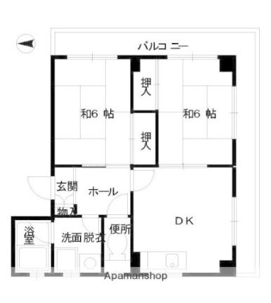 広島県広島市中区十日市町２丁目(賃貸マンション2DK・3階・52.43㎡)の写真 その2