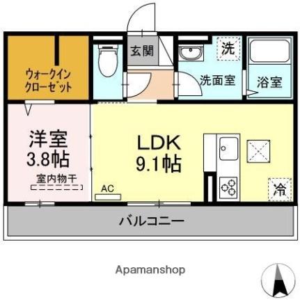 広島県東広島市西条町寺家(賃貸アパート1LDK・3階・35.51㎡)の写真 その2