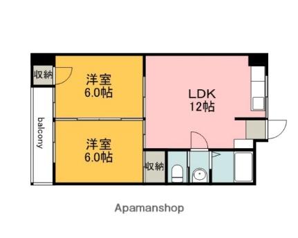 下井田マンション 305｜広島県広島市中区住吉町(賃貸マンション2LDK・3階・45.36㎡)の写真 その2