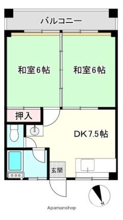 広島県広島市中区橋本町(賃貸マンション2DK・4階・38.50㎡)の写真 その2